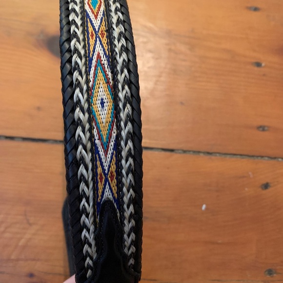 Vintage Tony Lama Leather & Silver Needlework Belt - Picture 7 of 8